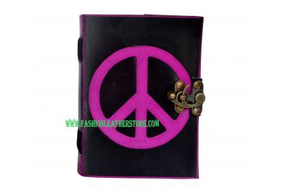 Peace Sign Color Handmade Leather Notebook Journal Diary Sketchbook Notepad